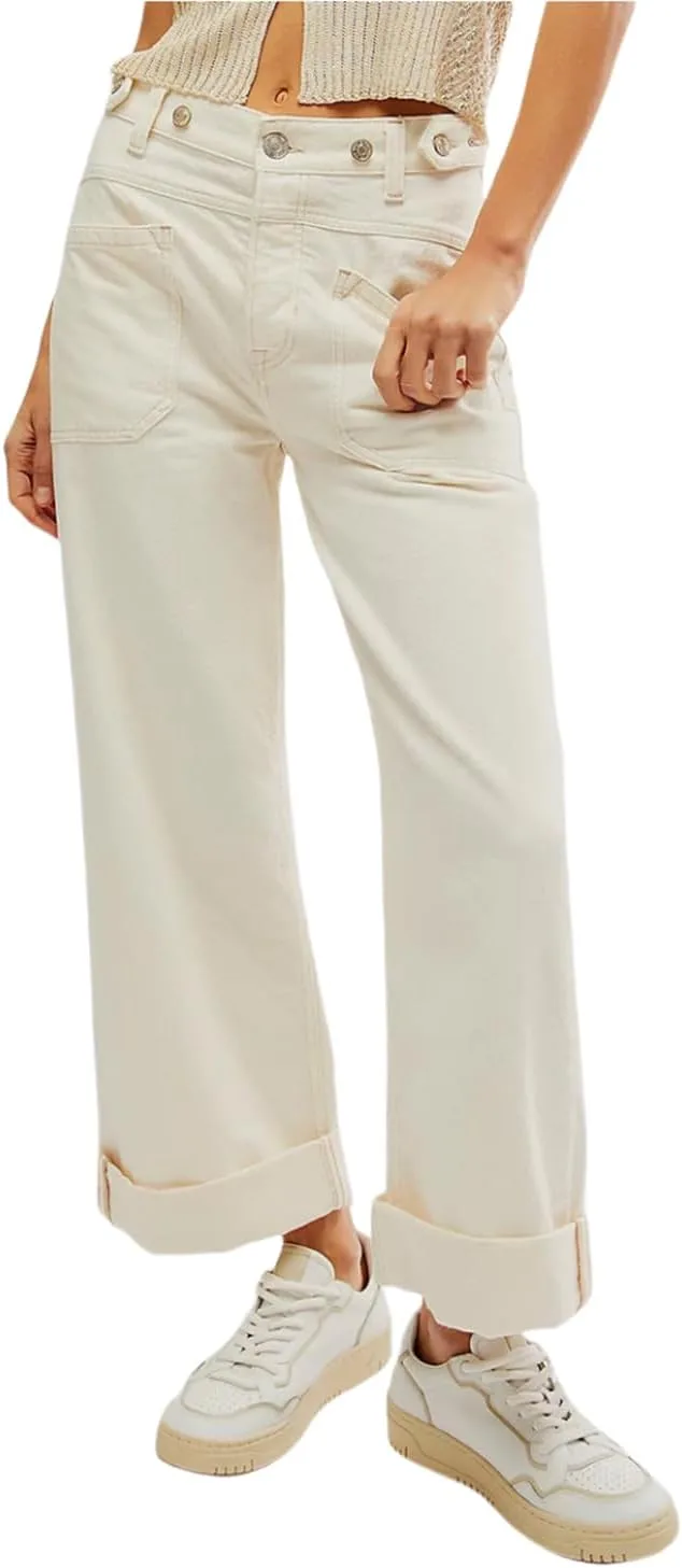 

Женские джинсы с манжетами и карманами, широкие, прямые, в стиле Y2K