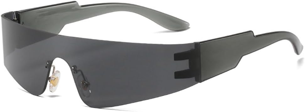 

Солнцезащитные очки в стиле стимпанк без оправы для женщин и мужчин, цельные спортивные очки, модные солнцезащитные очки в стиле Y2k, зеркальные, разноцветные KTUCN, Black