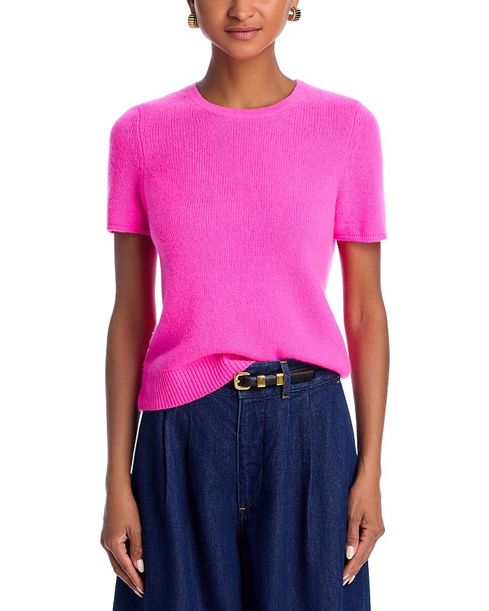 

Короткий рукав, кашемировая блуза - эксклюзив C by Bloomingdale's Cashmere, розовый