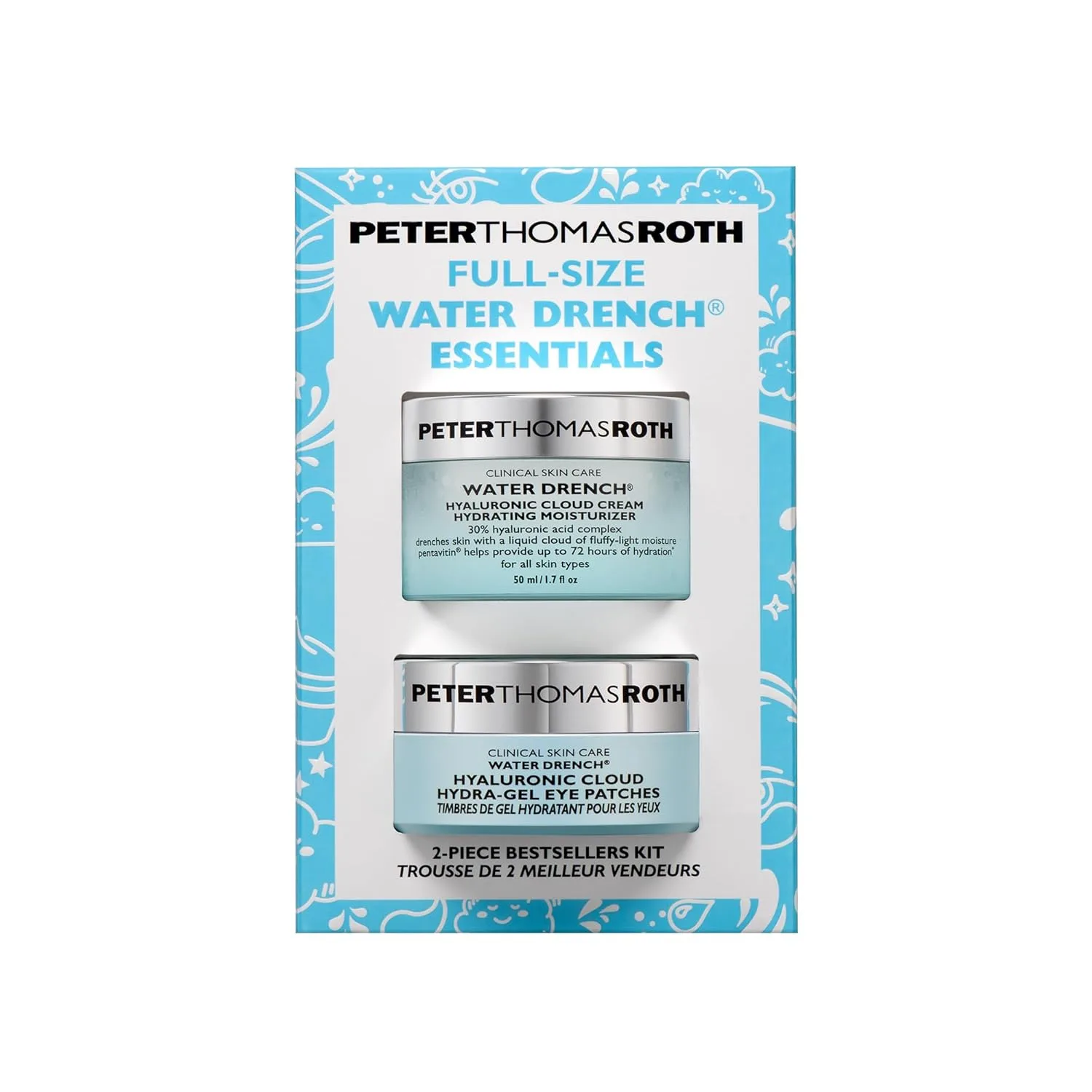 Peter Thomas Roth | Полноразмерный набор Water Drench Essentials из 2 предметов для лица и глаз | Набор для ухода за кожей с гиалуроновой кислотой, увлажняющий крем и маски для глаз — фото 2