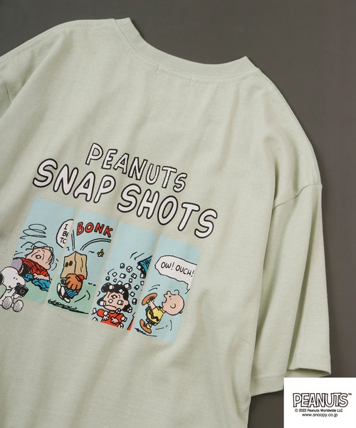 

Футболка с коротким рукавом, приспущенными плечами PEANUTS, зеленый