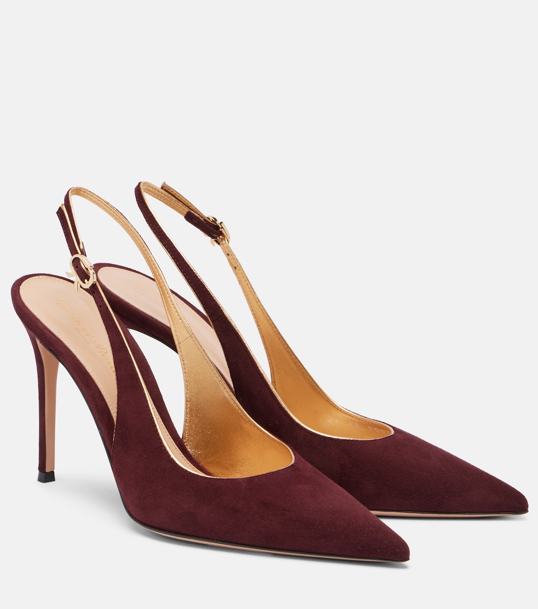 Лодочки Ribbon Sling 95 с ремешком на щиколотке из замши Gianvito Rossi, Royale+Mekong