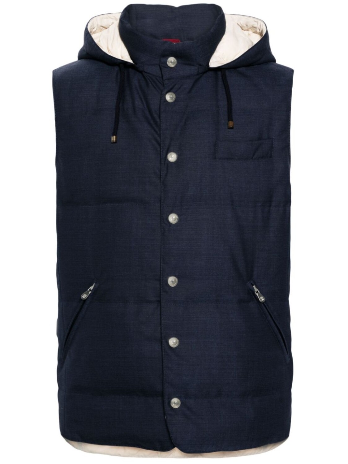 

Brunello Cucinelli дутый жилет с капюшоном, синий