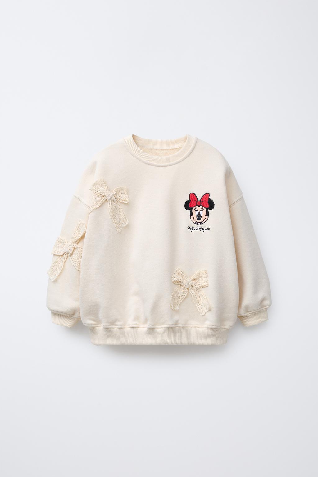 

Вышитая толстовка с минни маус disney ZARA, экрю