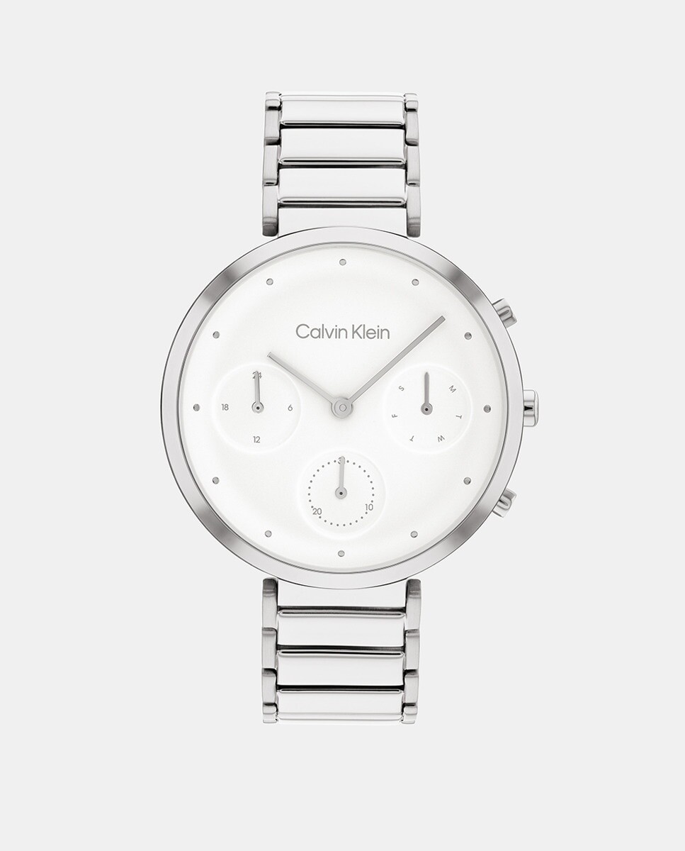 

Минималистичные многофункциональные стальные женские часы T-BAR 25200282 Calvin Klein, серебро
