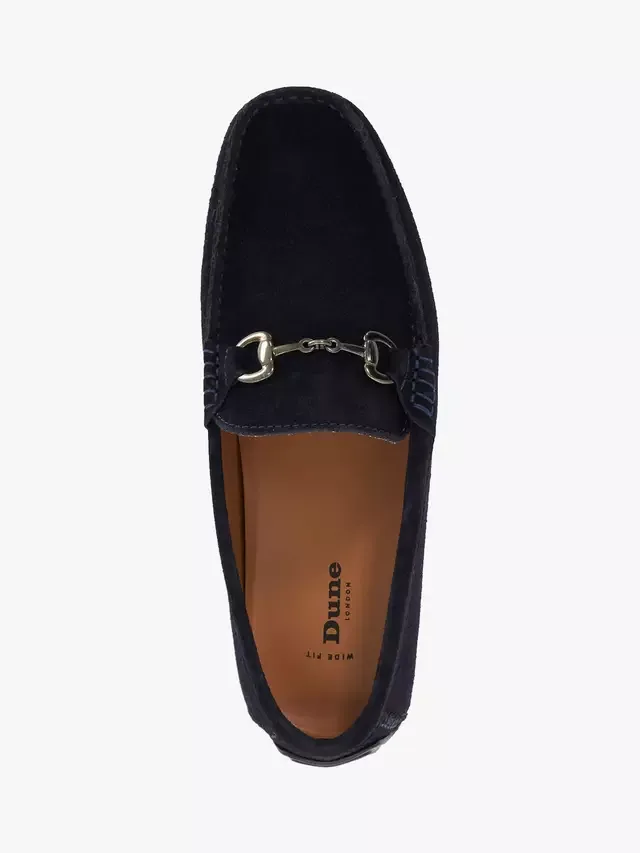 Мокасины-лоферы Brackon Wide Fit из замши с отделкой под уздечку Dune London, Navy — фото 4