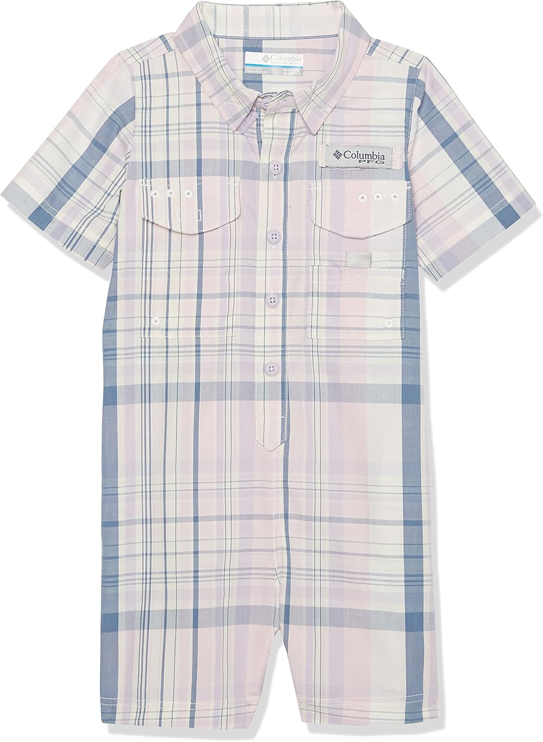

Columbia Unisex Baby Bonehead RomperHiking Shirt, Soft Violet Madras