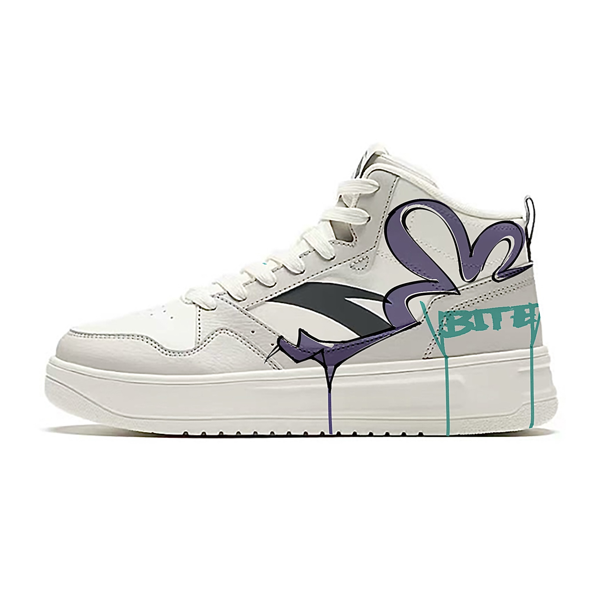 

Износостойкие, дышащие, увеличивающие рост высокие скейтбордистские кроссовки для мужчин Anta, черный белый серый