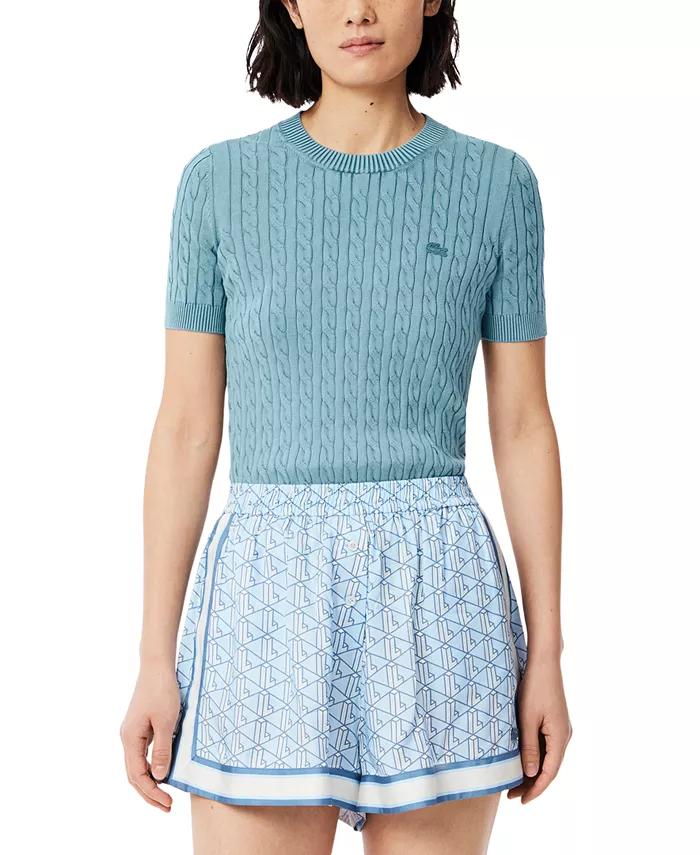 

Женский хлопковый джемпер с коротким рукавом LACOSTE USA, синий