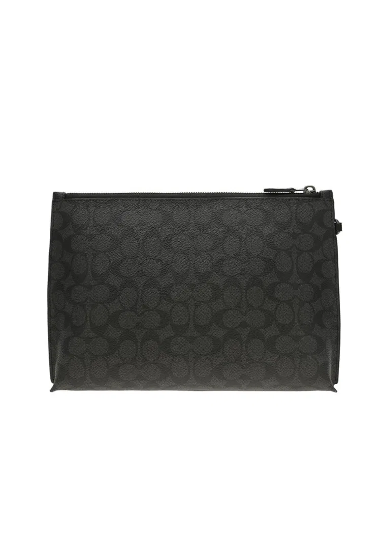 Косметичка, из холста, Carry All Pouch, Coach, черный/серый — фото 3