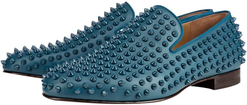 

Мужские и женские модные лоферы FSJ с шипами и заклепками, светло-голубой