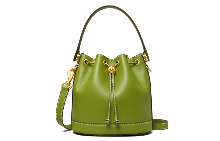 

Монограмма T Кожаная Сумка-ведро через плечо Женская Зеленая TORY BURCH