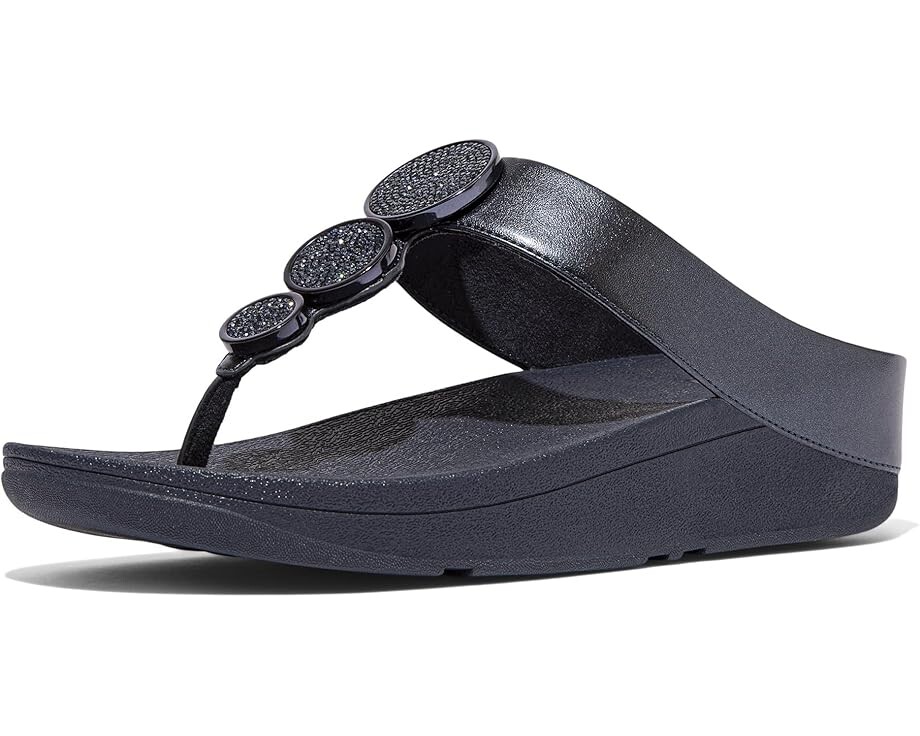 

Сандалии FitFlop Halo Bead-Circle Metallic Toe-Post Sandals, цвет Metallic Midnight Navy