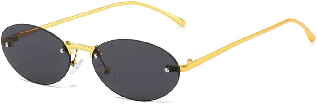 

Ретро-солнцезащитные очки без оправы, металлические, овальной формы, женские, модные, золотистые, черные, конфетные оттенки, защита от УФ-излучения UV400, мужские, панк-солнцезащитные очки UUPTTPL, Gold Black