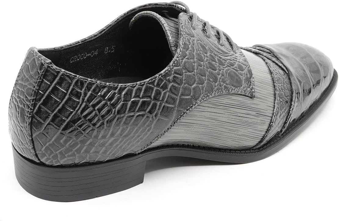 Мужские туфли Metrocharm, смокинг, свадебные, с шнуровкой, носок капля, модель croco-04, серый — фото 3