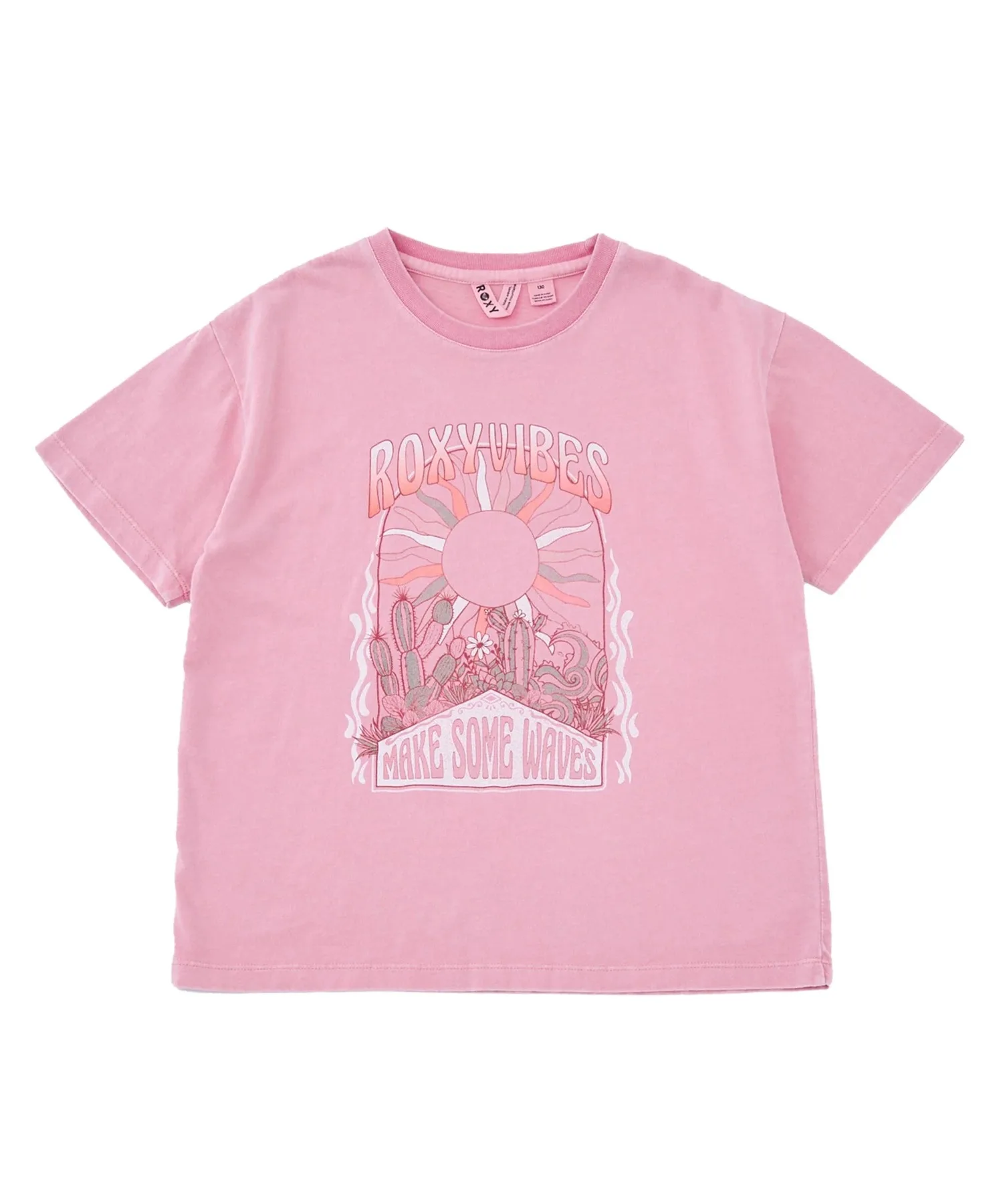 Детская футболка ROXY MINI ROXY VIBES с принтом розовая