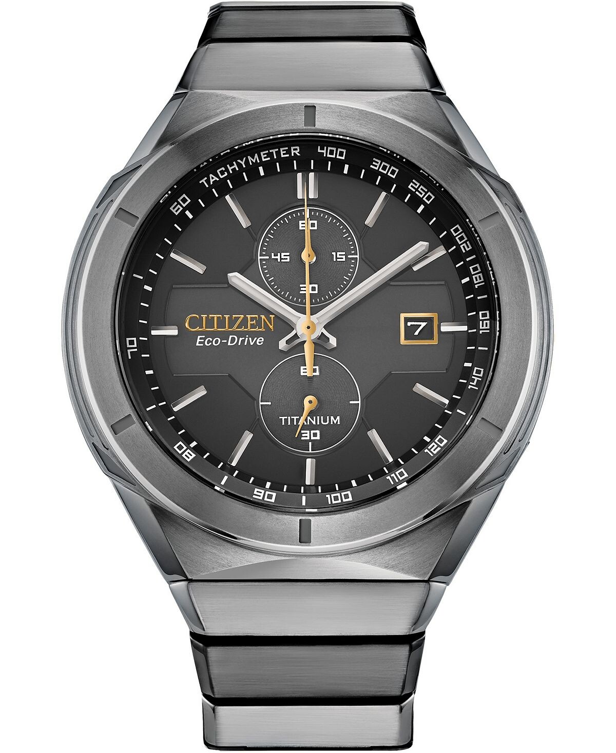 

Мужские часы с хронографом Armor Eco-Drive, серебристый титановый браслет, 44 мм Citizen