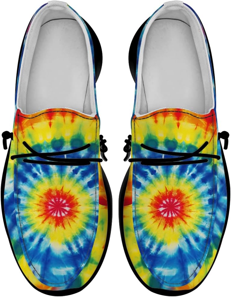 

Лоферы Quorax для женщин и мужчин, с эффектом тай-дай, удобные слипоны, повседневная обувь для прогулок, подарок для мужчин и женщин, синий/желтый