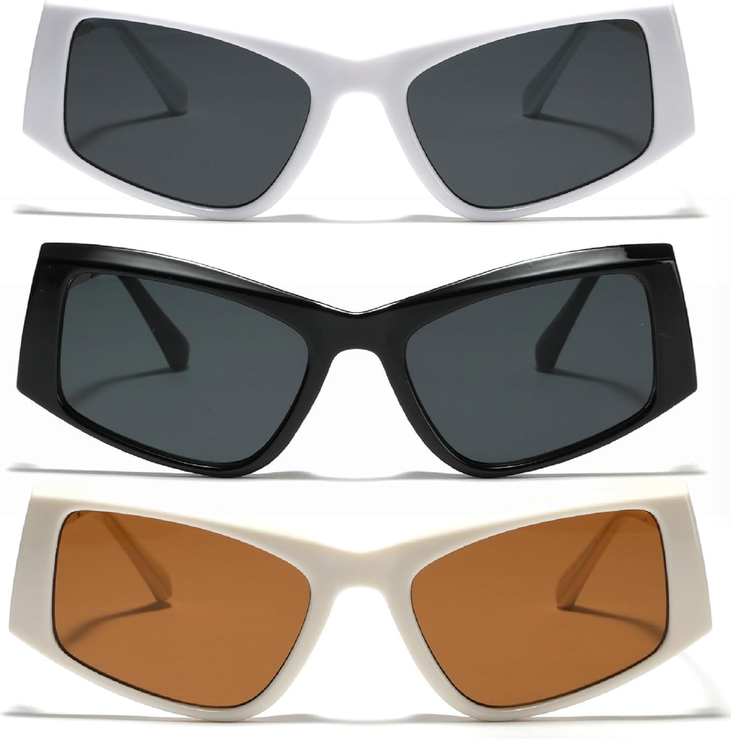 

Большие солнцезащитные очки «кошачий глаз» для женщин, модные винтажные милые очки «кошачий глаз», металлические солнцезащитные очки для женщин с защитой от УФ-излучения mincl, 3pcs-black&brown&white