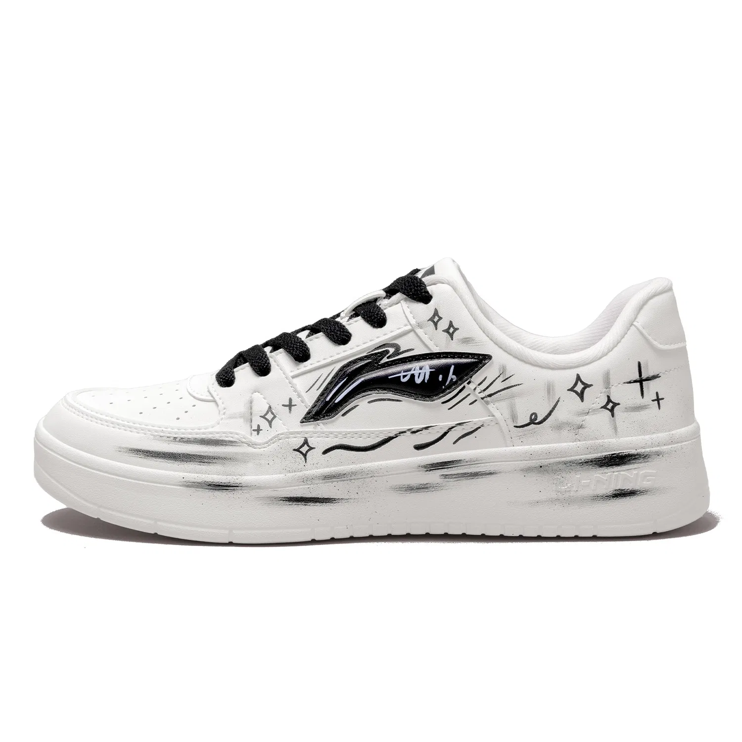 Кроссовки кеды с граффити Li-Ning White/Black