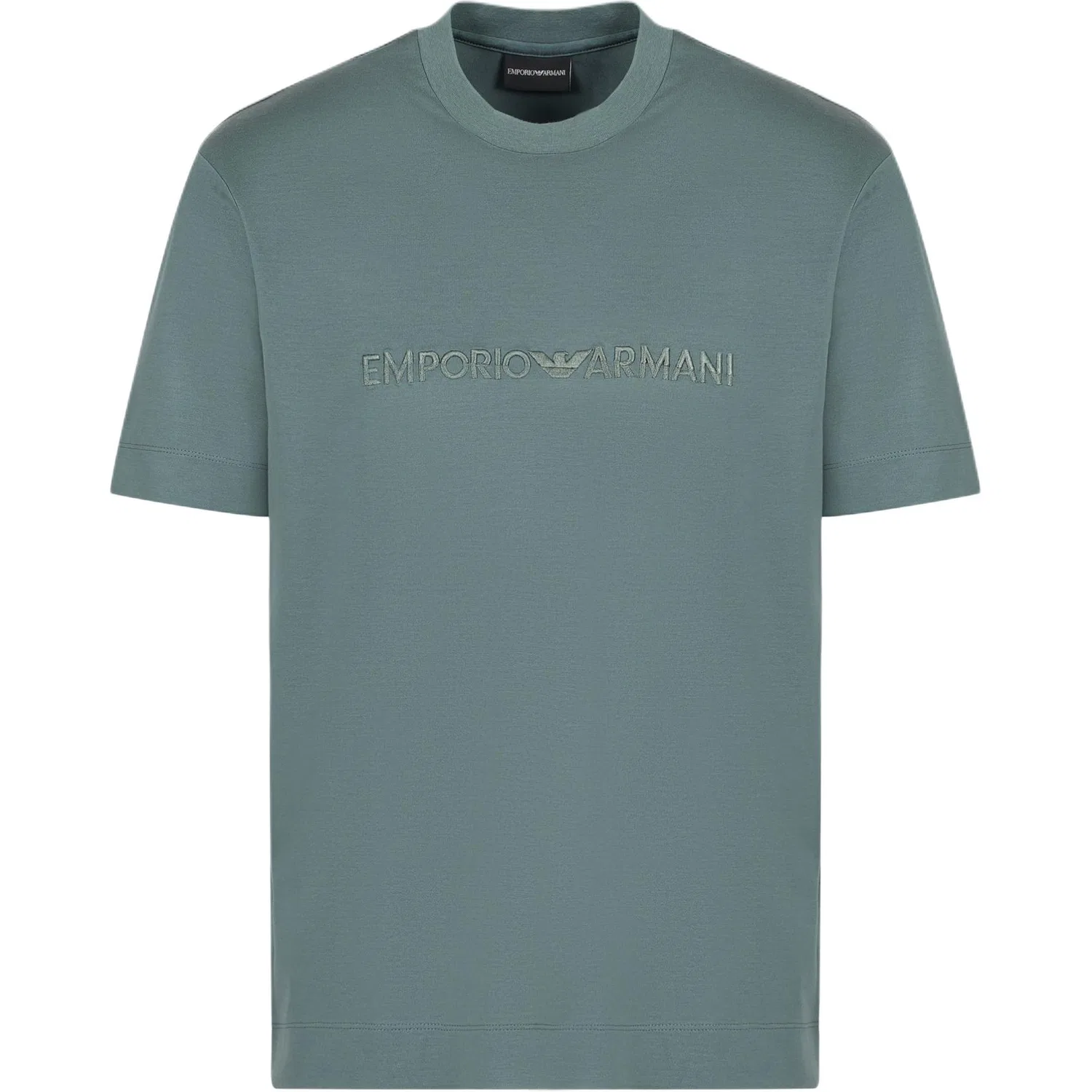 Футболка с вышивкой логотипа Emporio Armani зеленая