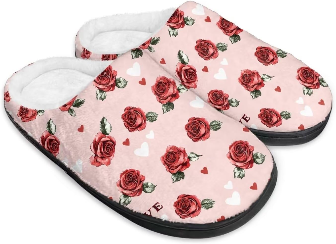 

Домашние тапочки с принтом для женщин и мужчин, зимние теплые плюшевые тапочки с нескользящей подошвой для дома и улицы Noprintge, красный