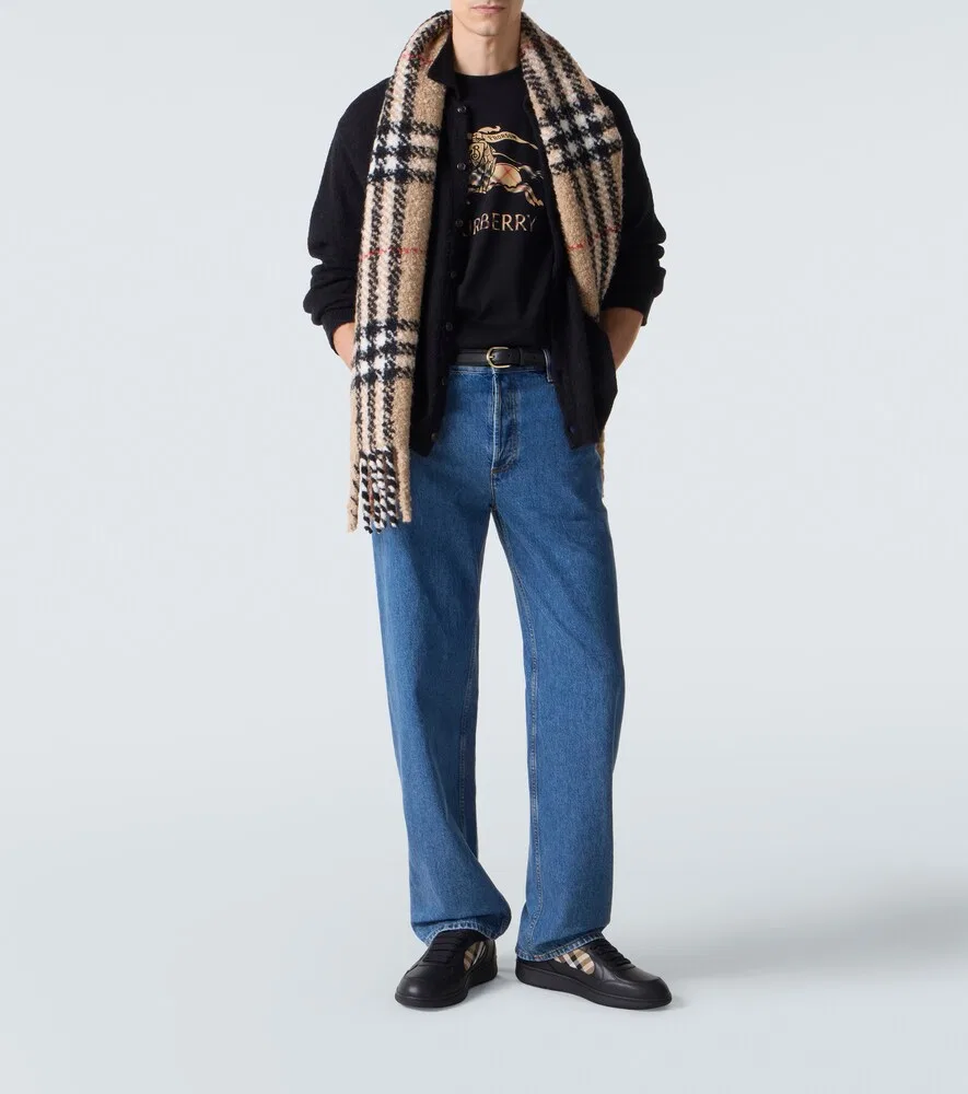 Кроссовки Terrace Burberry в клетку из кожи, черный — фото 2