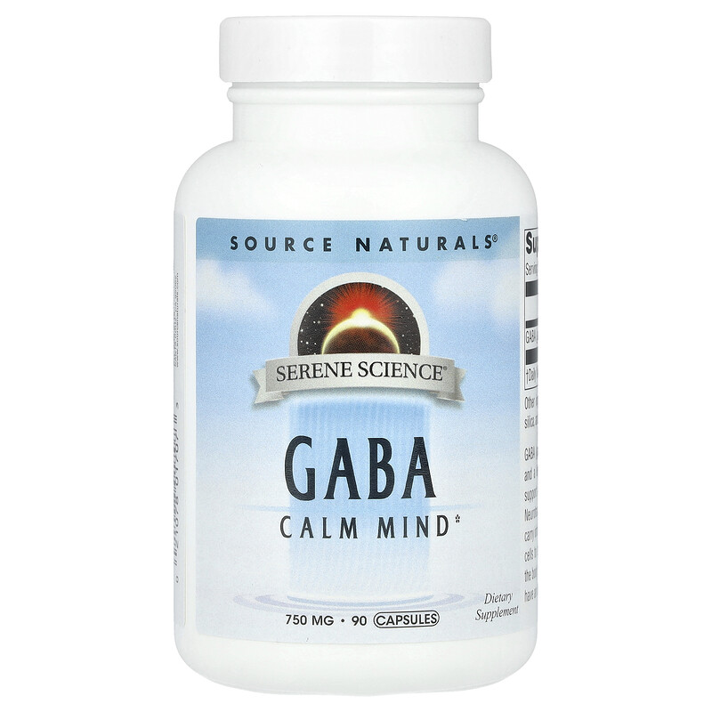 

Source Naturals, Serene Science, ГАМК, 750 мг, 90 капсул