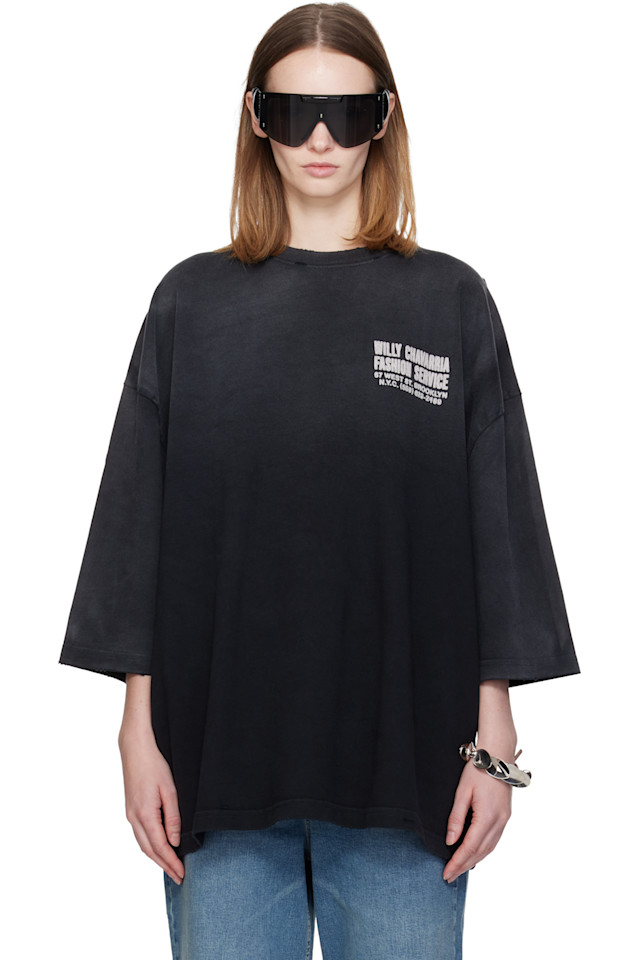 

Футболка с изображением буйвола и надписью «Услуги моды» Willy Chavarria, черный