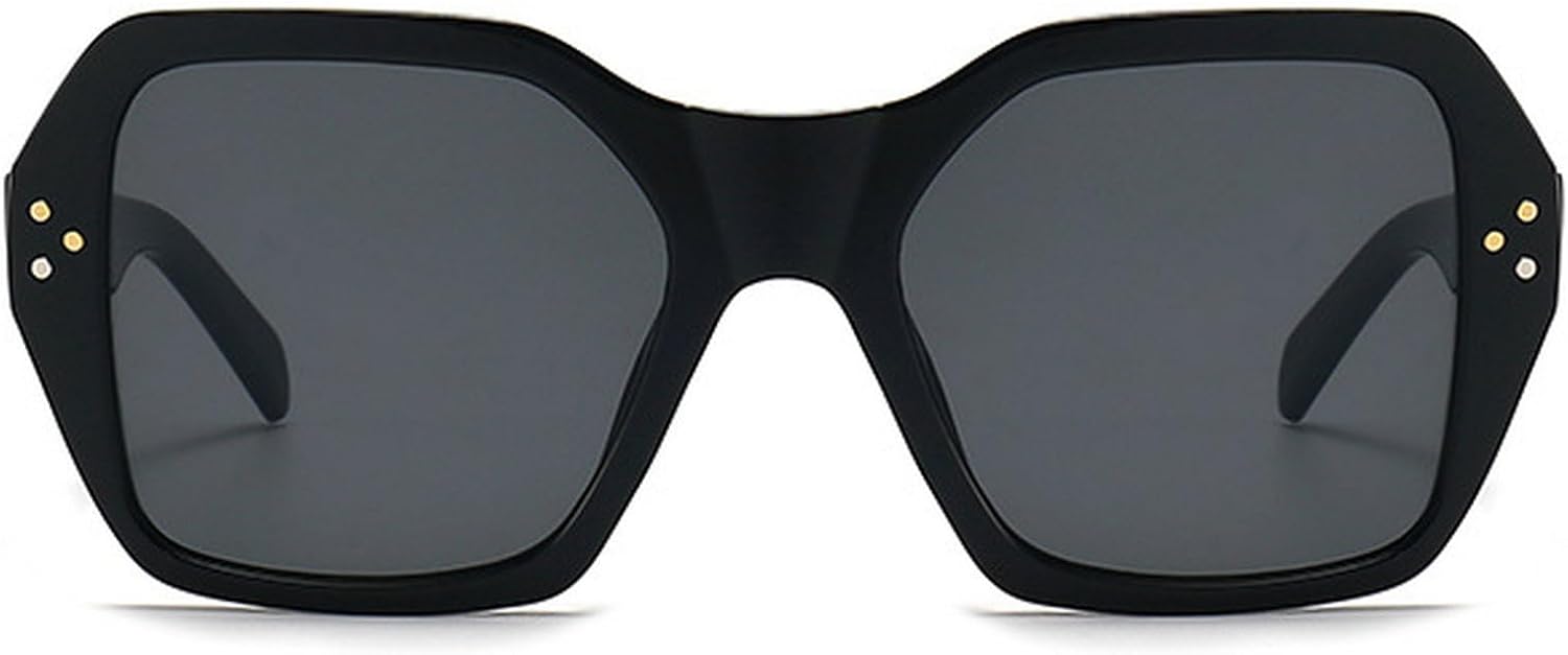 

Ретро-солнцезащитные очки квадратной формы для женщин и мужчин, модные солнцезащитные очки с крупными заклепками, трендовые женские солнцезащитные очки UV400 mincl, Black