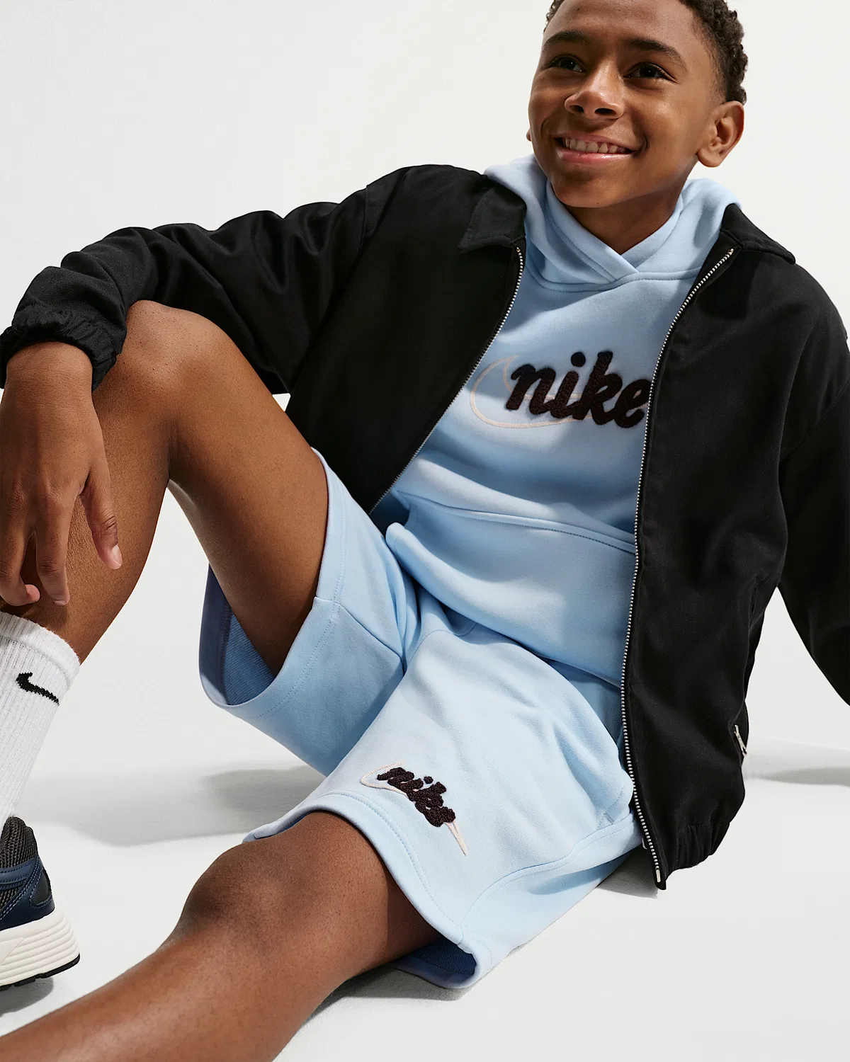 Детские шорты Nike Sportswear Club из французского трикотажа, Hydrogen Blue/Sail/Anthracite — фото 4