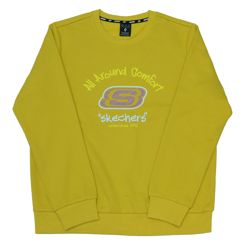 

Skechers Толстовка унисекс, бамбуковый желтый цвет, круглый вырез, умеренный крой