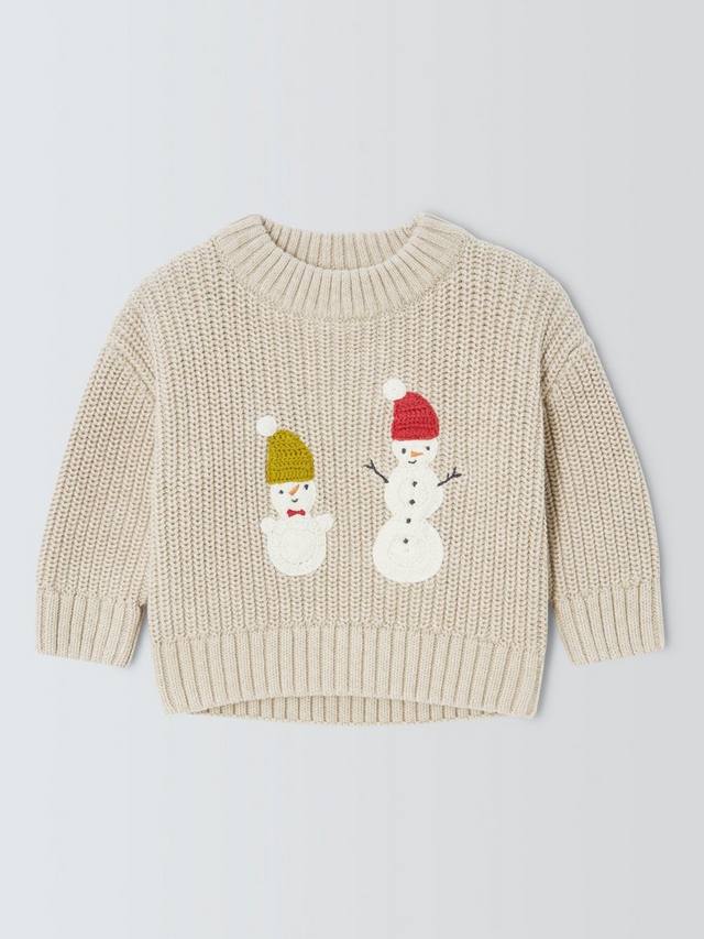 

Рождественский свитер с маленькими снеговиками John Lewis, Natural