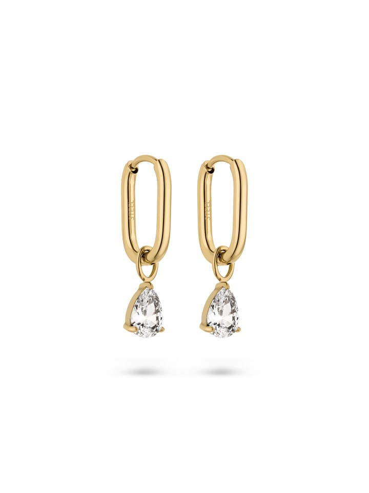 

s.Oliver Серьги-кольца из нержавеющей стали с золотыми вставками из камней