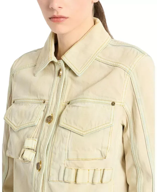 Выцветшая джинсовая куртка Balmain, Beige — фото 4