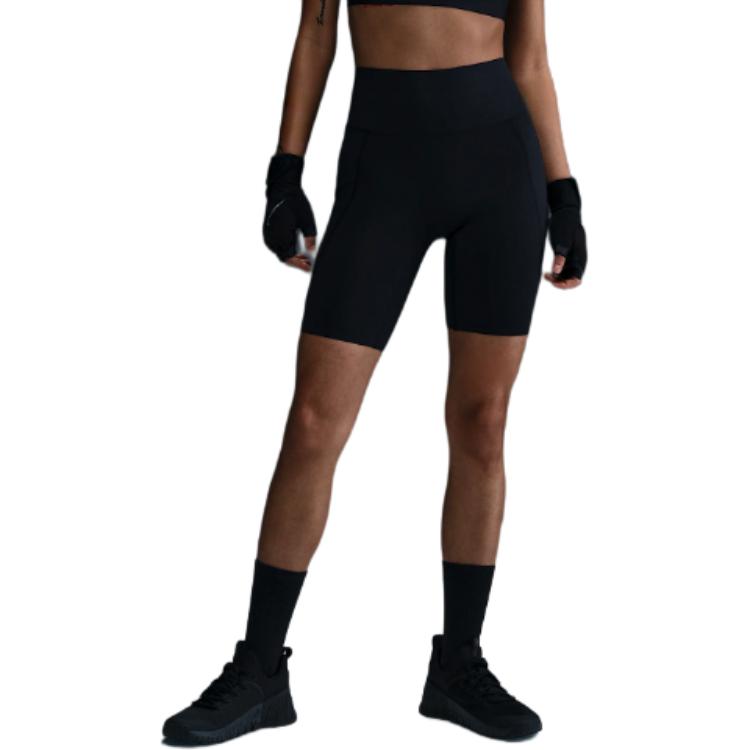 Шорты Universa Women's Medium Support High Waisted 8' Biker Shorts With Pockets Nike, черный — фото 3