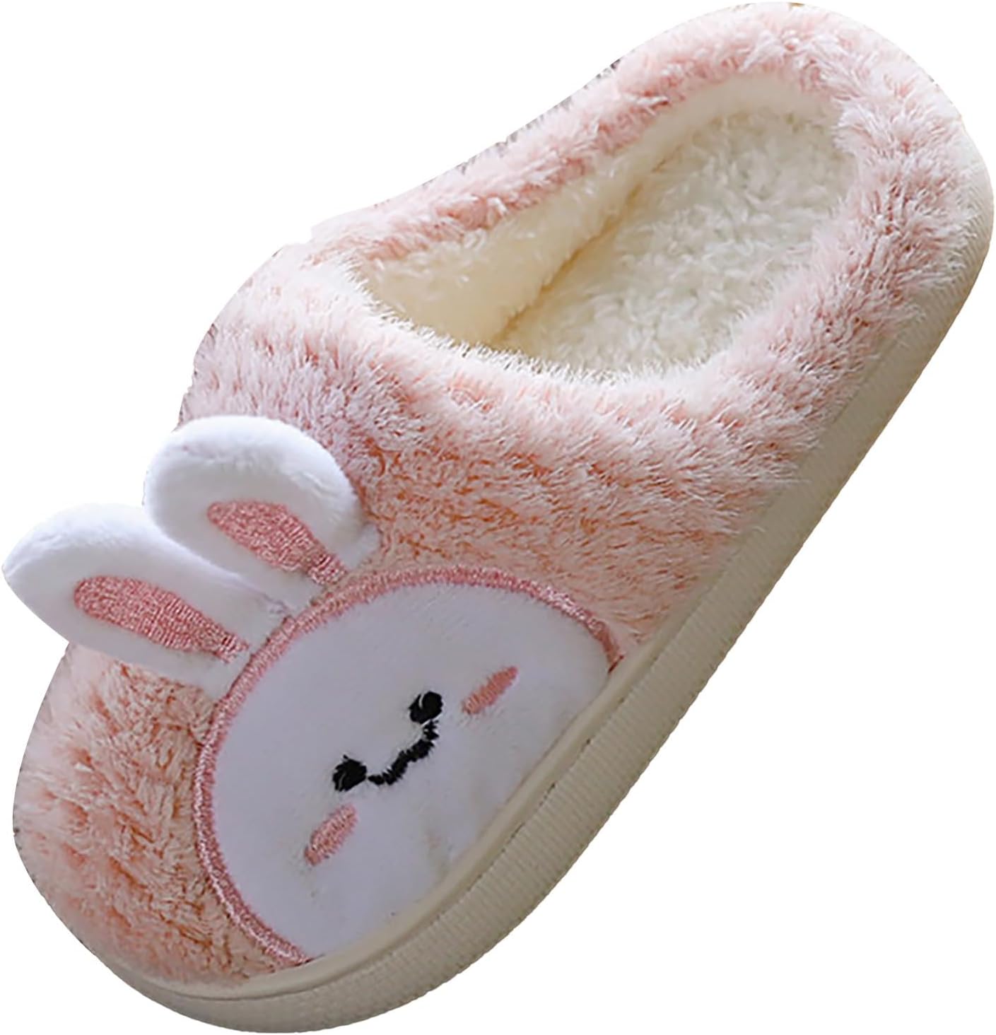 

Милые пушистые тапочки-зайчики для девочек, малышей и детей, домашние мягкие туфли с мультяшными животными, теплые и уютные повседневные тапочки Generic, розовый