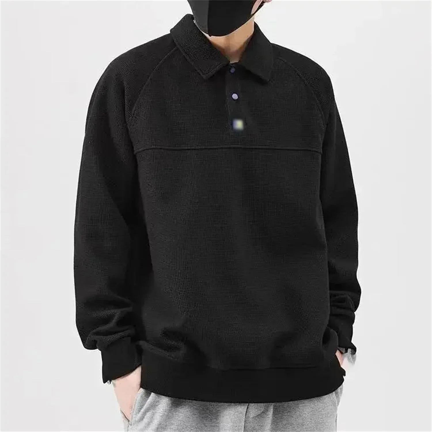Мужской свитшот черный Loose Full-Sleeved — фото 4