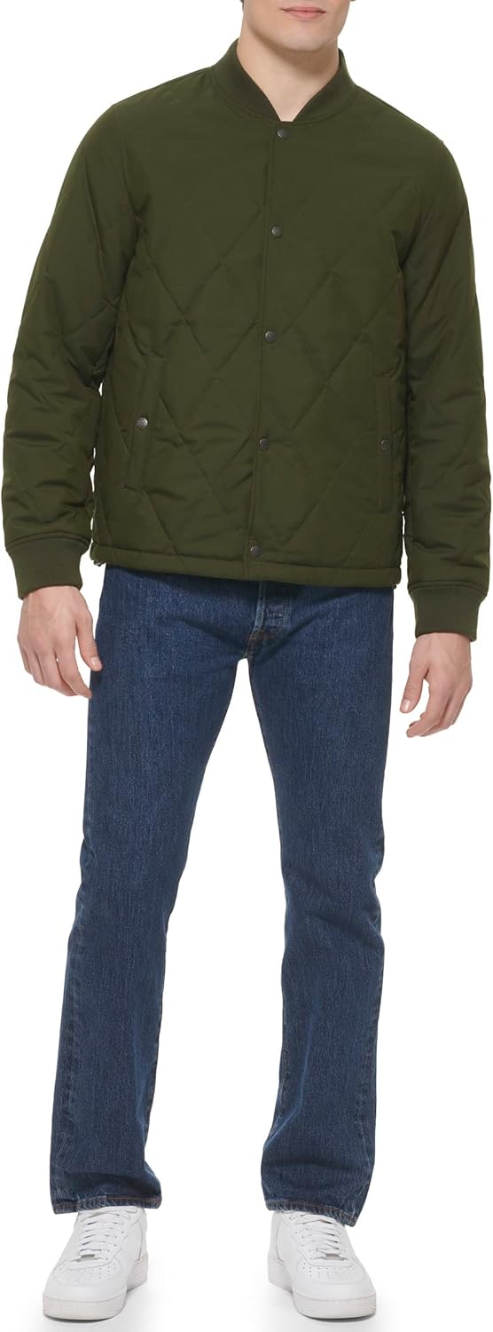 Мужская стеганая куртка-бомбер Levi's с открытым низом, Olive Onion Quilt — фото 3