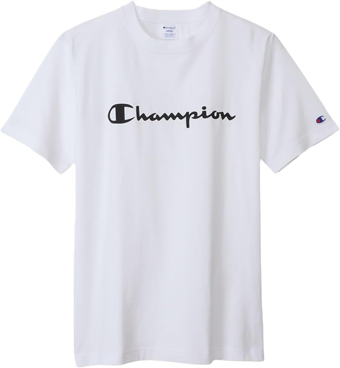 

Мужская футболка Champion с коротким рукавом и круглым вырезом, 100% хлопок, логотип с надписью, резиновый принт, C3-X358, белый