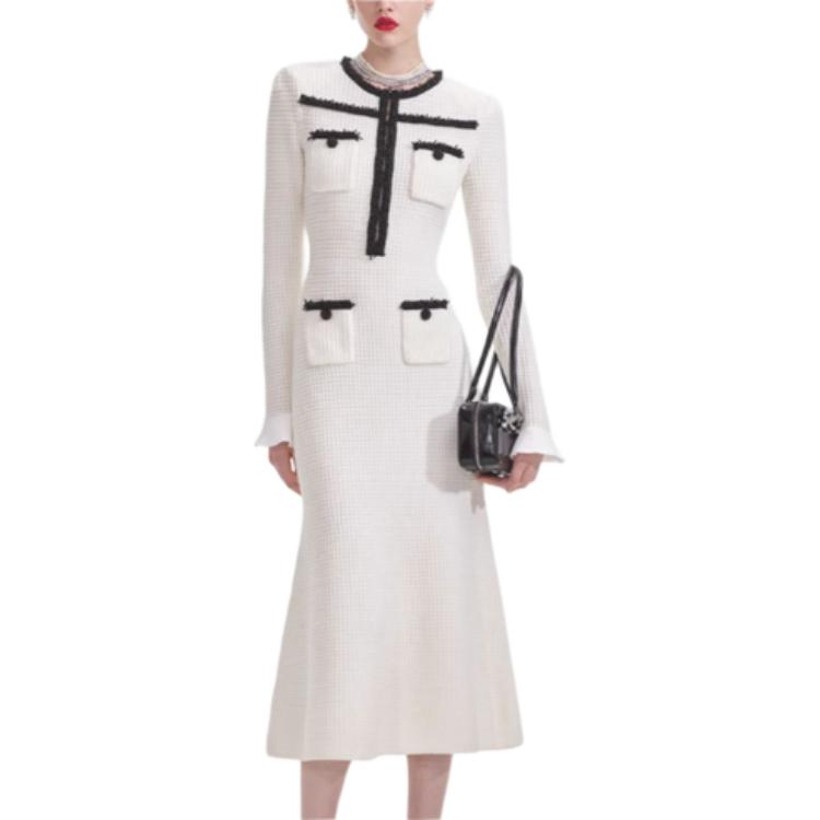 

Self-portrait Женское платье с длинными рукавами Self Portrait белое и черное