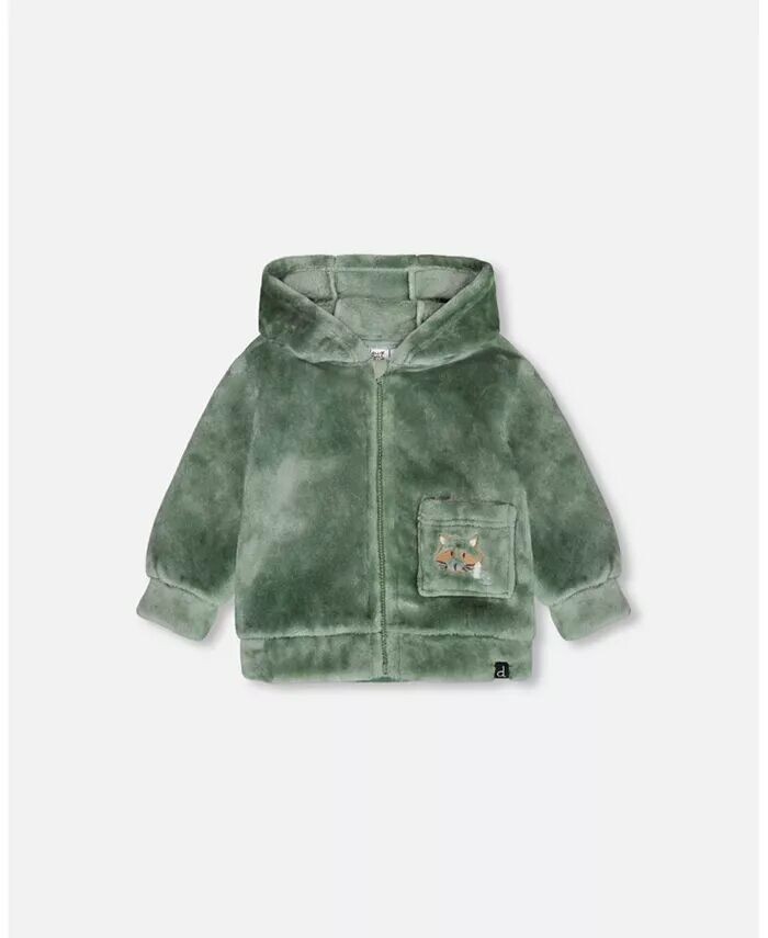 

Куртка на молнии с капюшоном для маленьких мальчиков, зеленая Deux Par Deux, зеленый