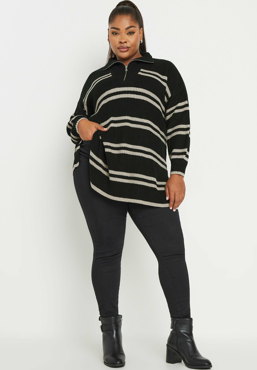 

Джемпер STRIPE QUARTER ZIP Yours Clothing, антрацит