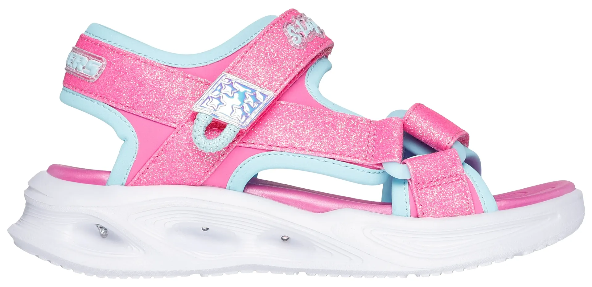 Детские сандалии Skechers "SOLA GLOW SANDAL", летняя обувь, обувь на липучке, сандалии, с блестками и функцией мигания Skechers Kids, цвет Rosa-Mint — фото 3