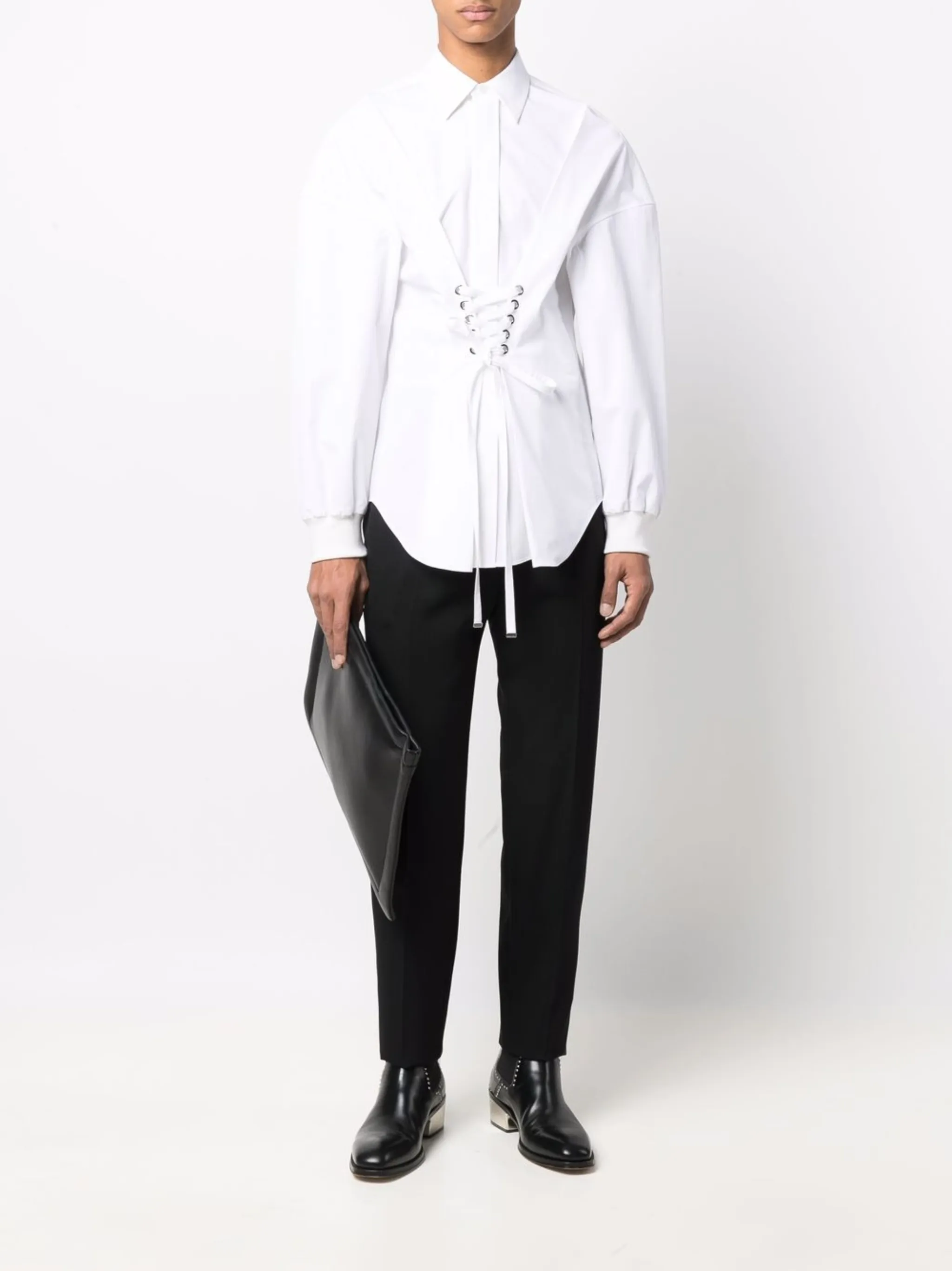 

Многослойная рубашка со шнуровкой Alexander Mcqueen, белый