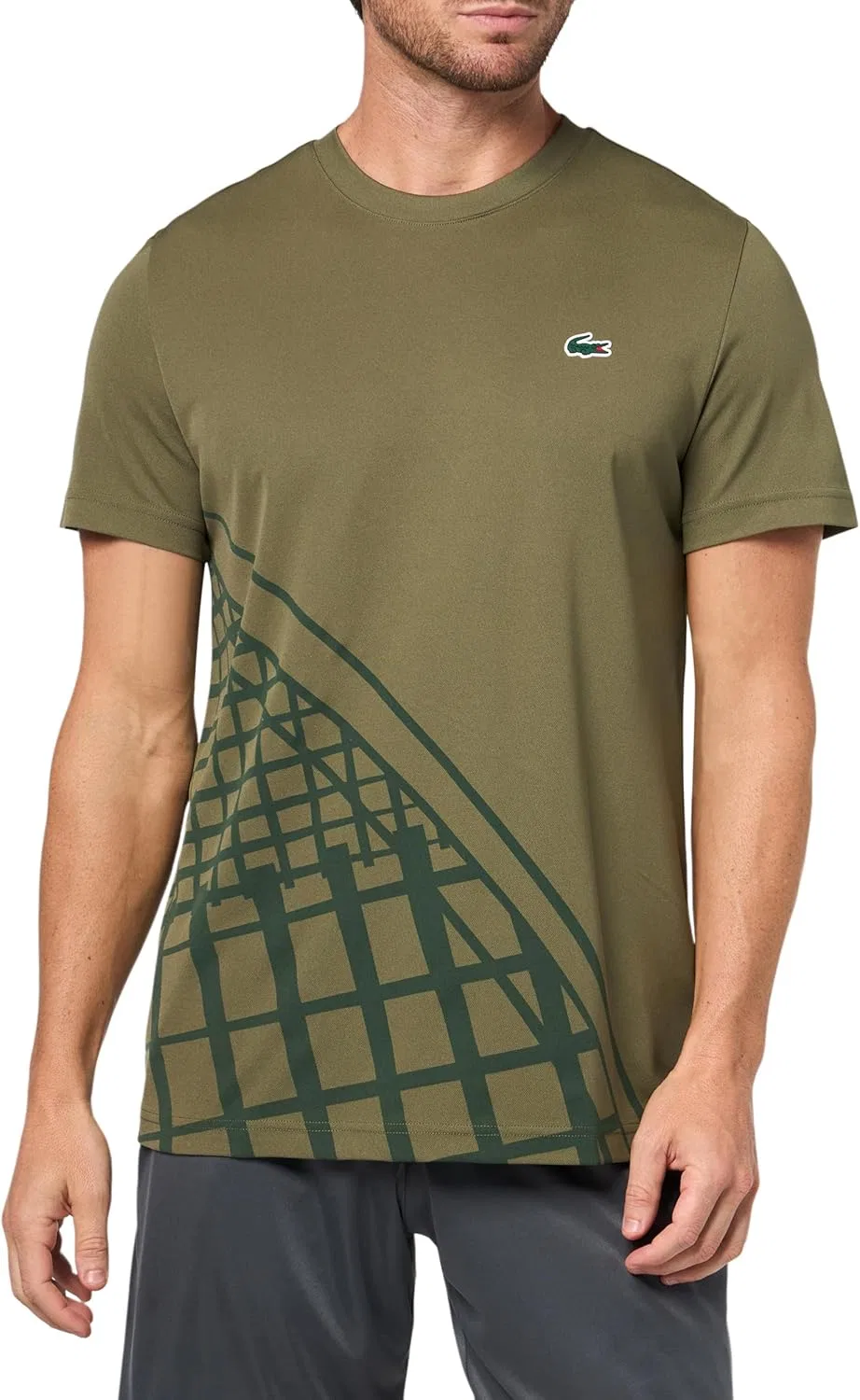 Мужская футболка Lacoste Ultra-Dry, спортивная, с принтом, 100% полиэстер