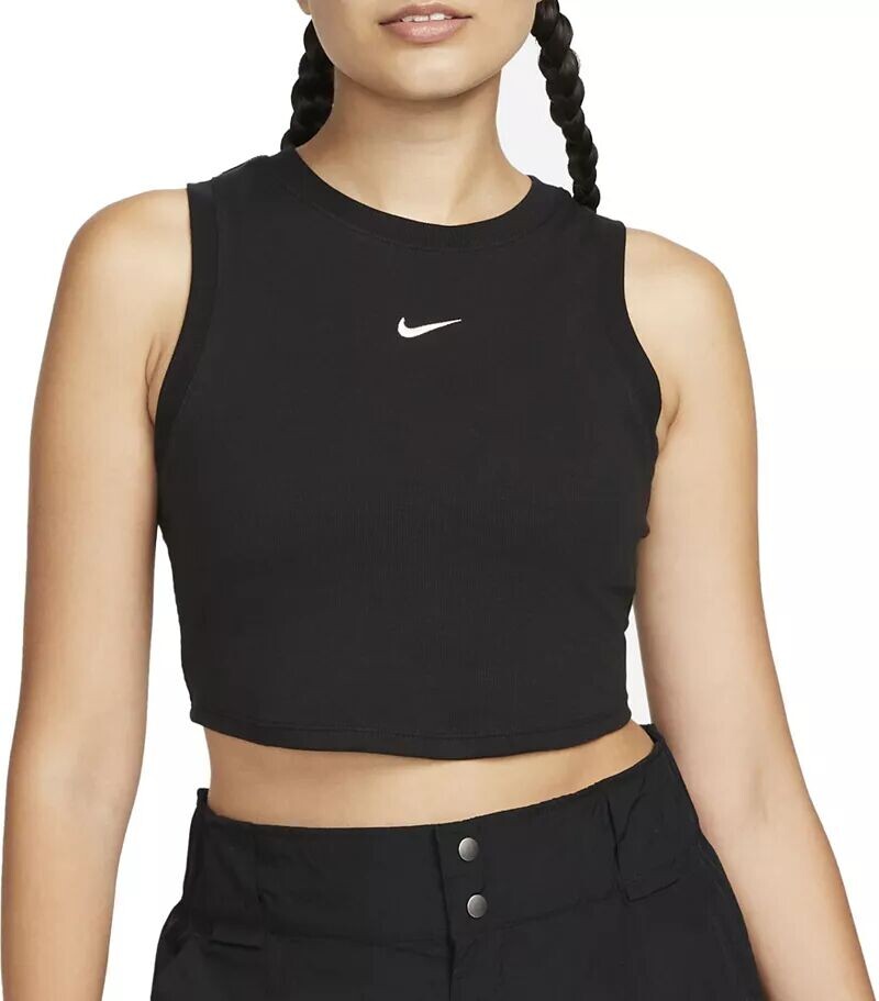 

Женская укороченная майка в рубчик Nike Sportswear Essentials, черный