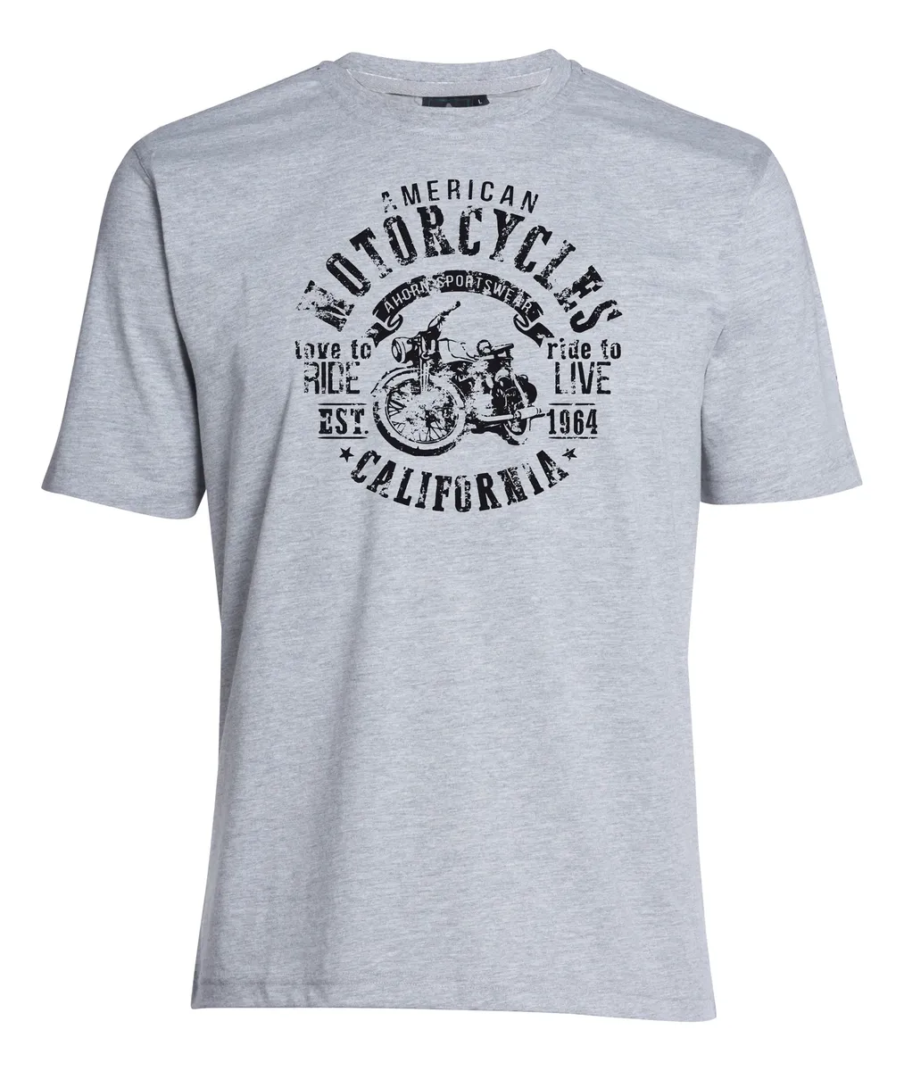 

Футболка AHORN SPORTSWEAR "RIDE TO LIVE" с классным принтом спереди, цвет Grau-Meliert