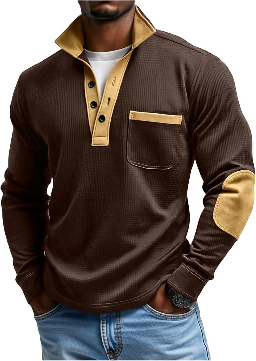 

Мужская футболка Henley с длинным рукавом, M-3XL RTRDE