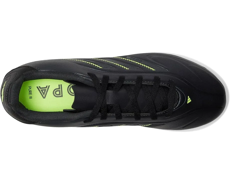 Кроссовки Adidas Kids Copa Pure 3 Club Firm Ground/Multi Ground Soccer Cleats (Little Kid/Big Kid), Black/Solid Grey/Lucid Lemon — фото 2